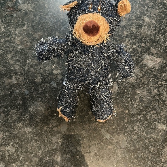 Dog Toy Denim Patchwork Teddy Bear Plush Toy w/squeakers Medium Chew Toy - Picture 7 of 8